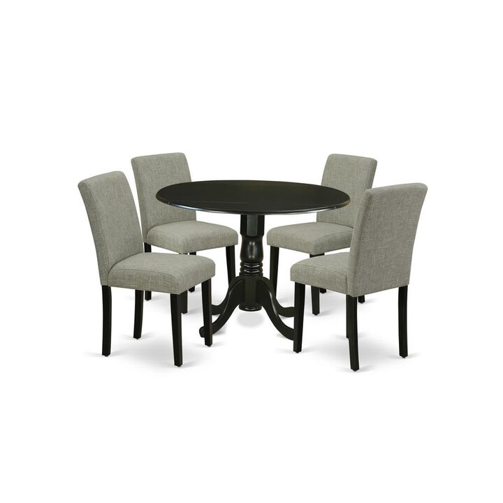 East West Furniture Dining Room Set Black, DLAB5-BLK-06