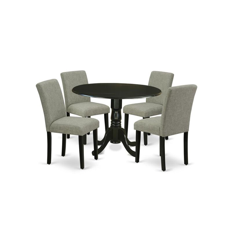 East West Furniture Dining Room Set Black, DLAB5-BLK-06