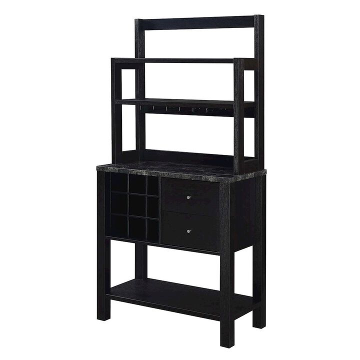 Convenience Concepts Newport 2 Drawer Serving Bar with Wine Rack and Shelves