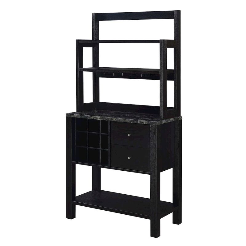 Convenience Concepts Newport 2 Drawer Serving Bar with Wine Rack and Shelves