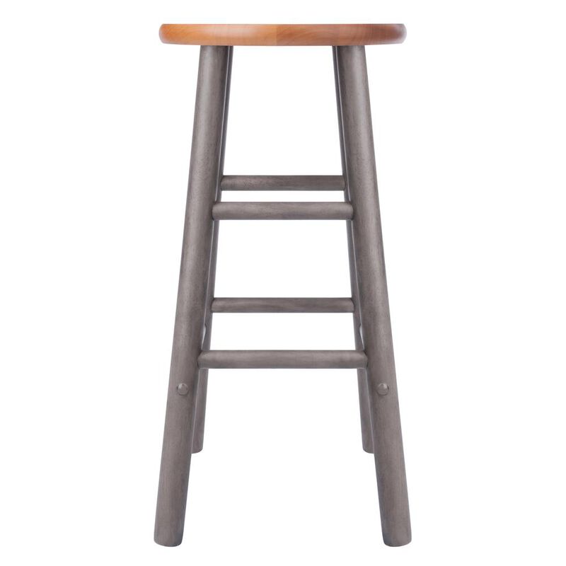 Huxton 2-Pc Counter Stools, 24", Gray & Teak