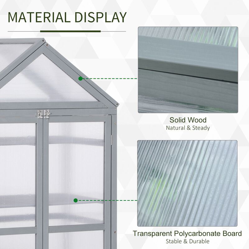 Grey Garden Helper: 32"x19"x54" Wooden Cold Frame Greenhouse