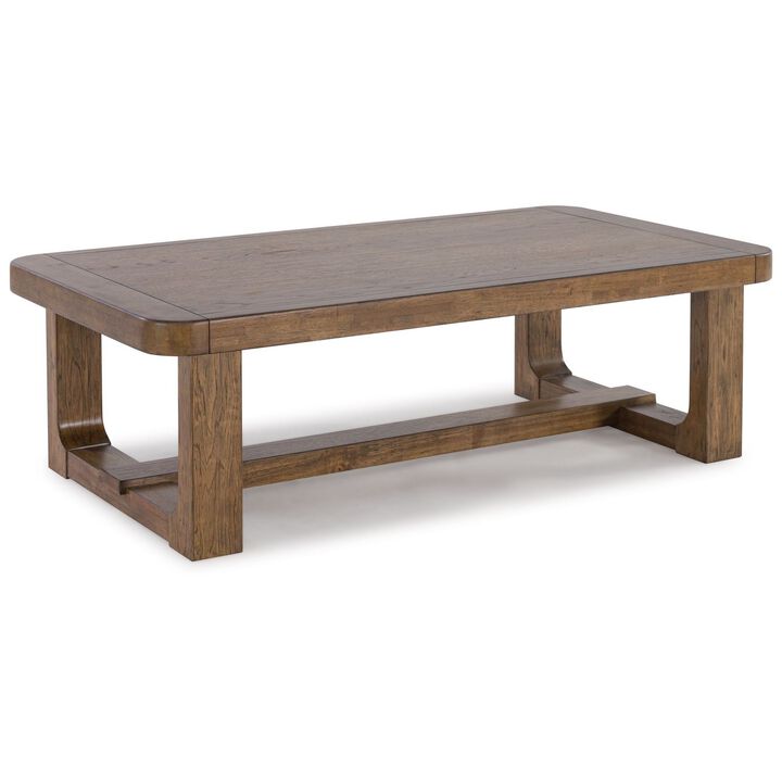 Cabal Coffee Table, Light Brown Hardwood Frame, Rectangular 34 Inch - Benzara