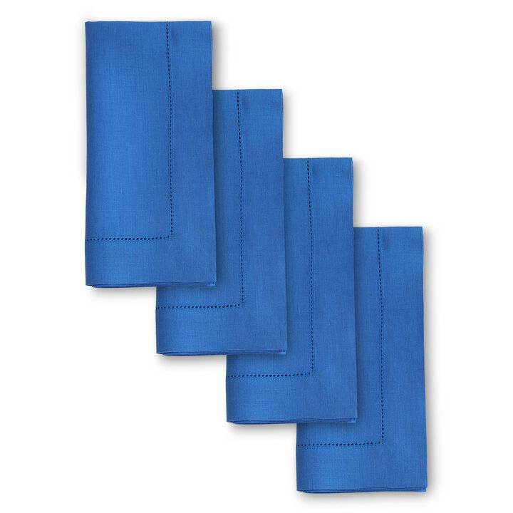 Solino Home 100% Pure Linen Dinner Napkins 20 x 20 Inch Set of 4 | Classic Hemstitch