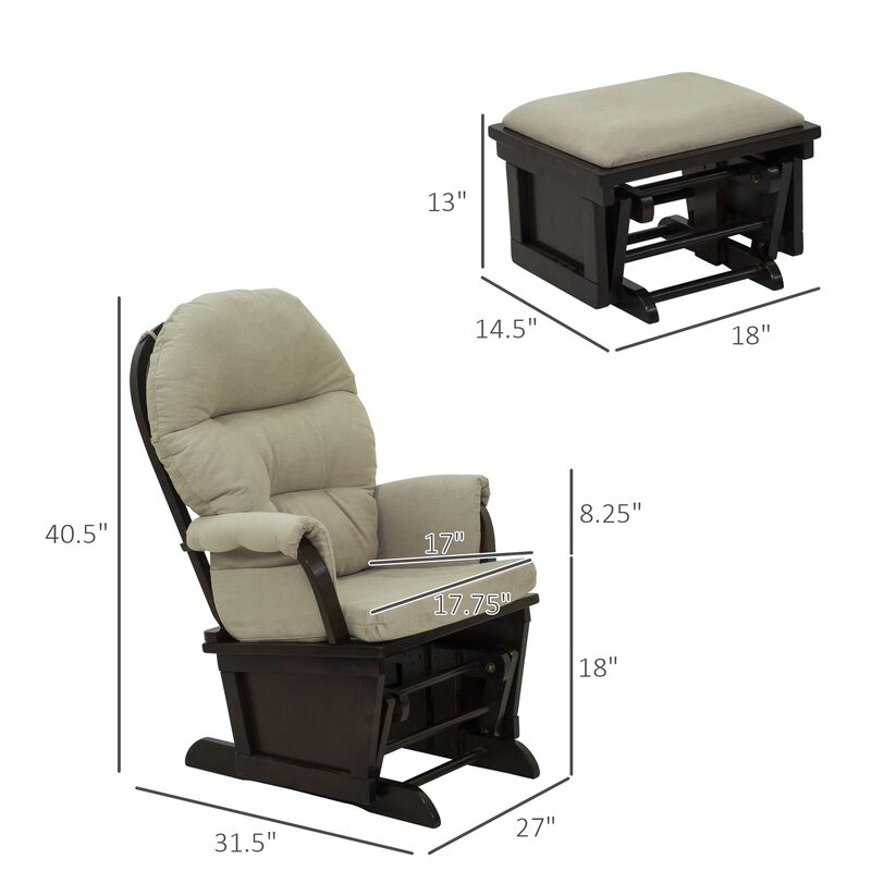 Cream White Baby Rocker: Nursery Glider Chair with Ottoman
