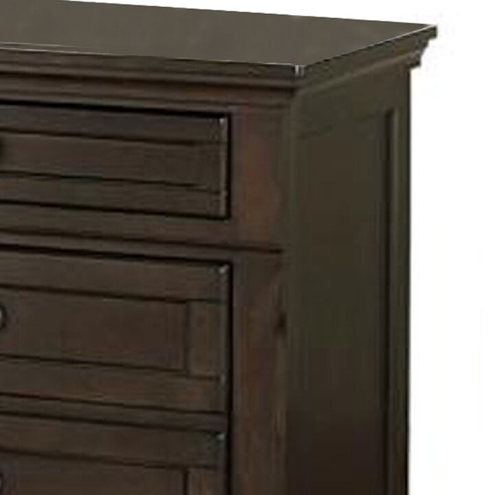 Wooden Mid Century Design Night Stand Chest With Hidden Drawer, Dark Brown-Benzara