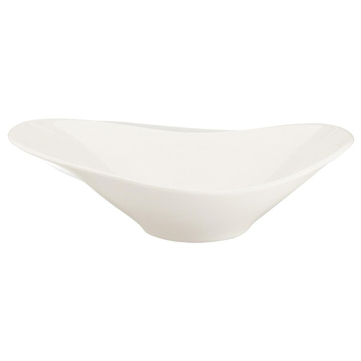Gourmet 11" x 7.5" x h:3.5" 25 oz. Oval Warm White Porcelain Bowl