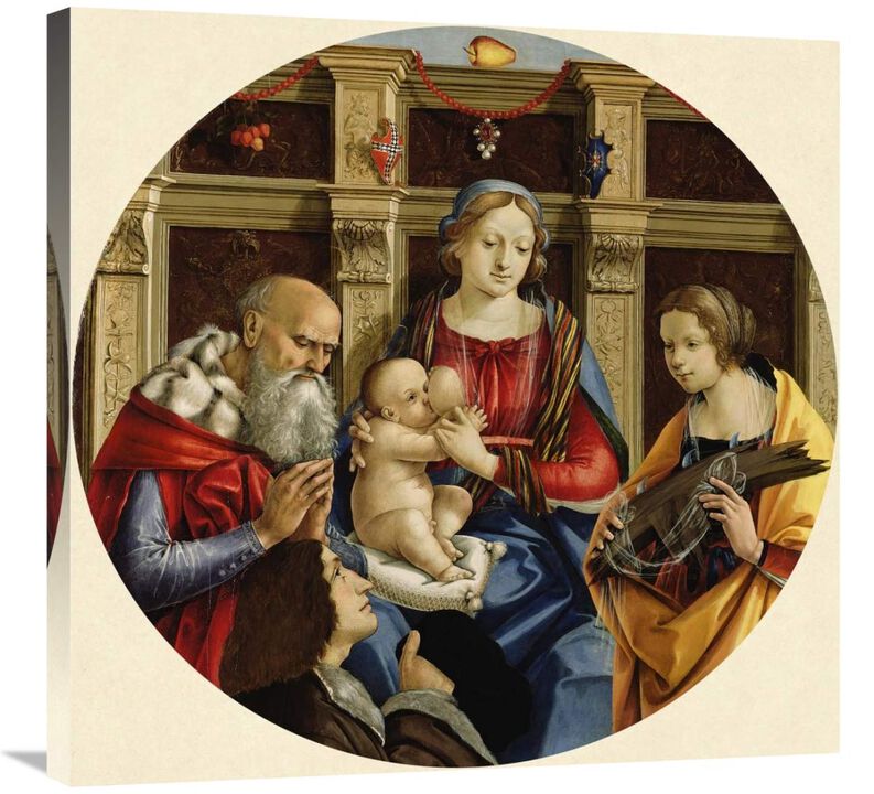 Madonna and Child with a Male Saint, Catherine of Alexandria and a Donor-Canvas Art-30x30