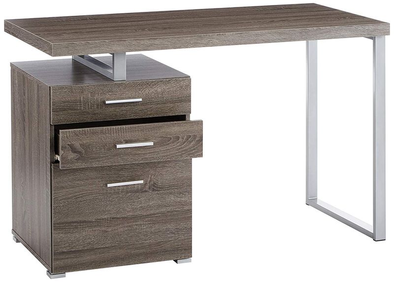 Modish Office Desk with File Drawer, Gray-Benzara
