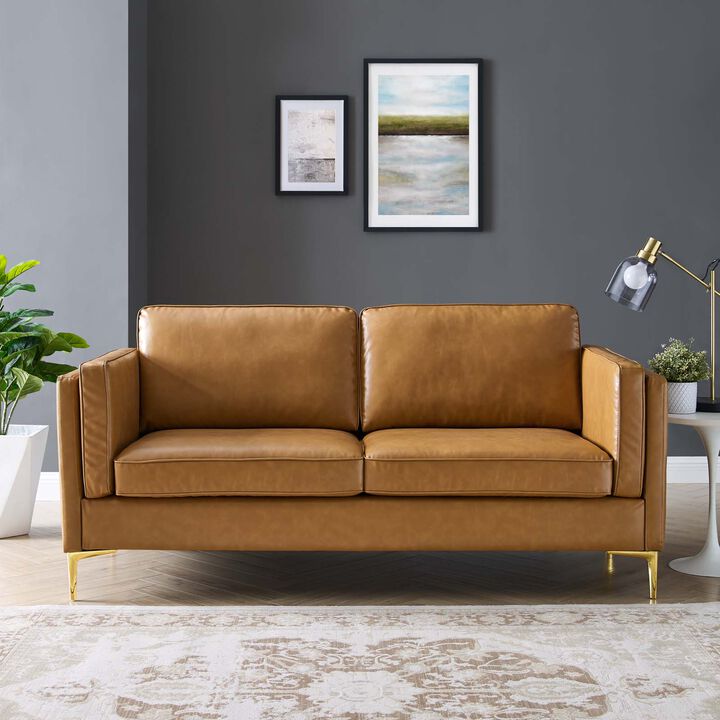 Kaiya Vegan Leather Sofa Brown EEI-4455-TAN