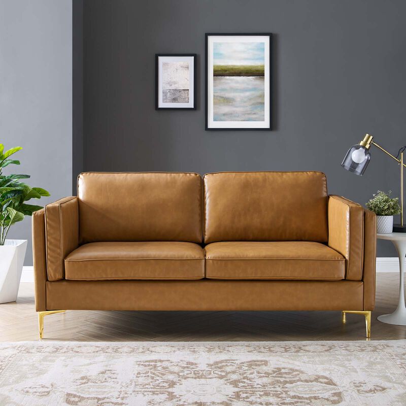 Kaiya Vegan Leather Sofa Brown EEI-4455-TAN