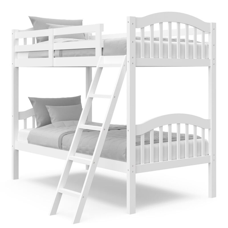 Storkcraft Long Horn Twin-Over-Twin Bunk Bed (White)- GREENGUARD Gold Certified