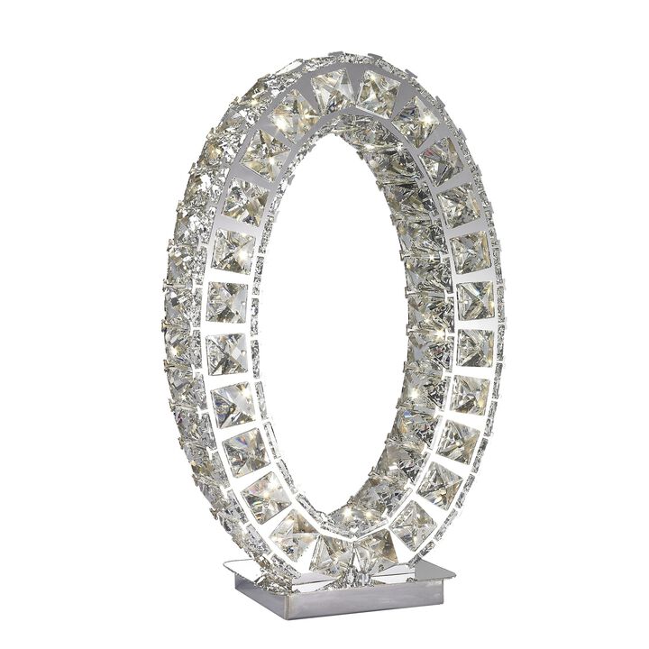 Extravaganza Table Lamp Chrome Metal and Crystal Dimmable Integrated LED