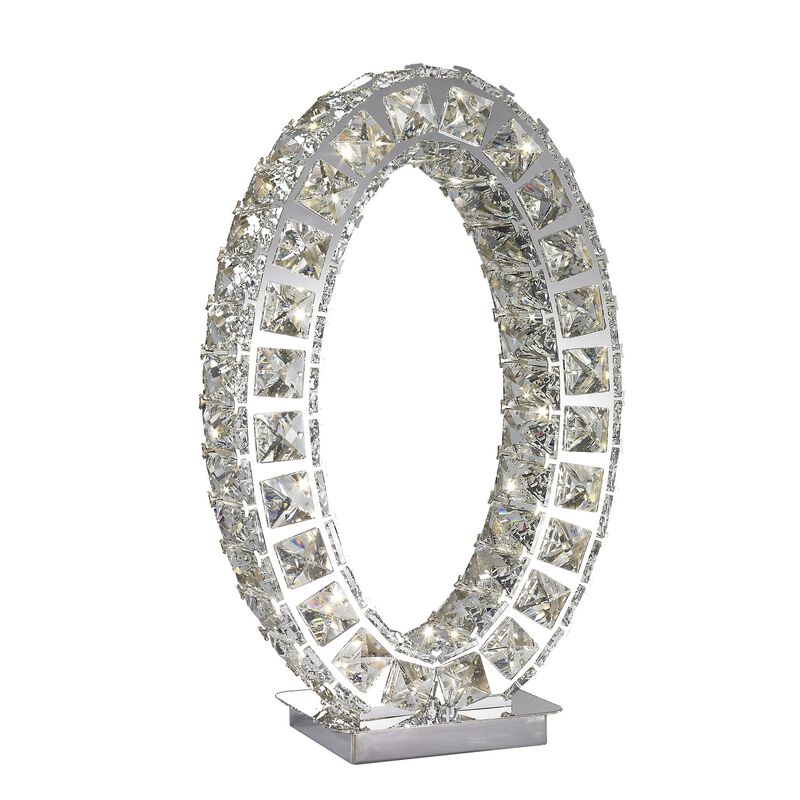 Extravaganza Table Lamp Chrome Metal and Crystal Dimmable Integrated LED