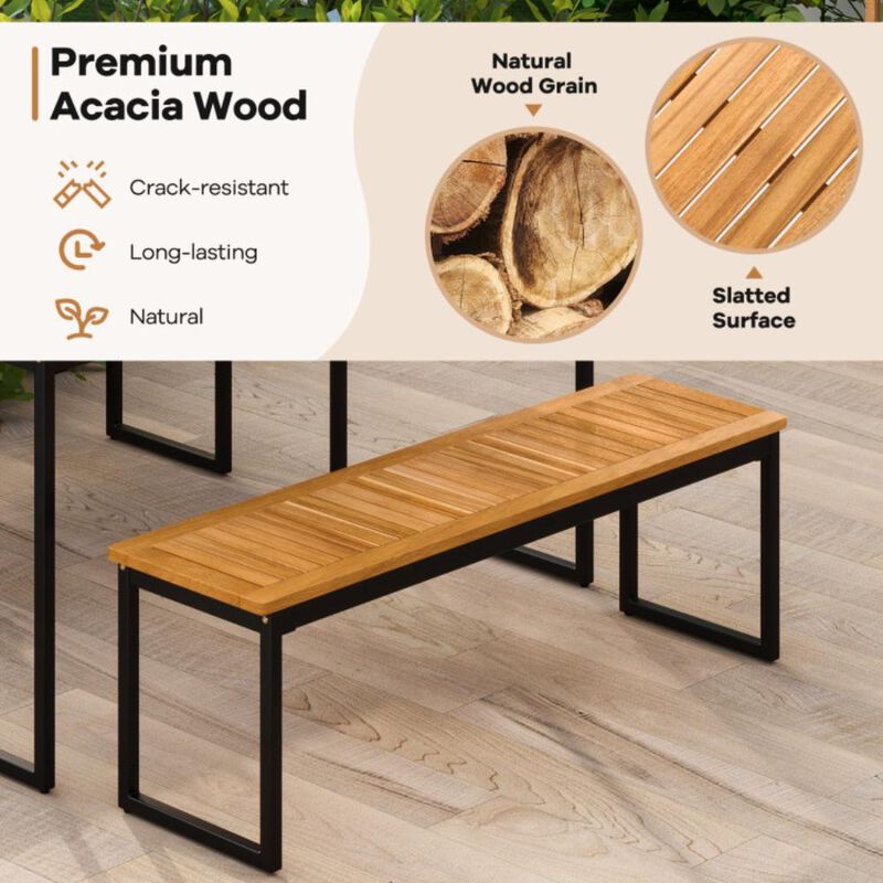 Hivvago Set of 2 Patio Dining Bench for 2-3 Person Indoor Outdoor