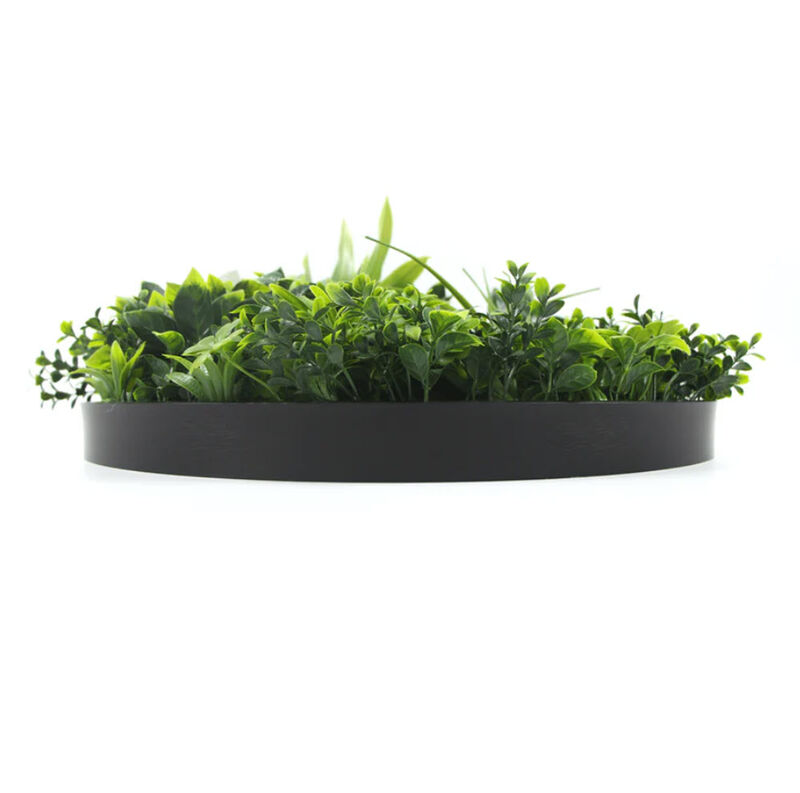 Luxury Artificial Green Wall Plant Wall Circle 30" Black Frame UV Resistant