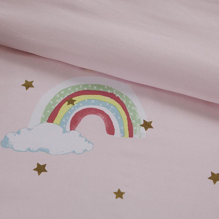 Belen Kox Alicia Rainbow with Metallic Printed Stars Complete Bed and Sheet Set, Belen Kox