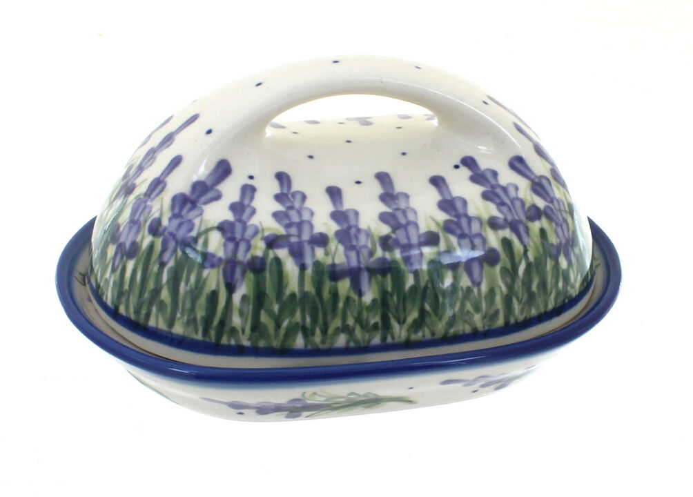 Blue Rose Polish Pottery Roses Are Red Butter Dish