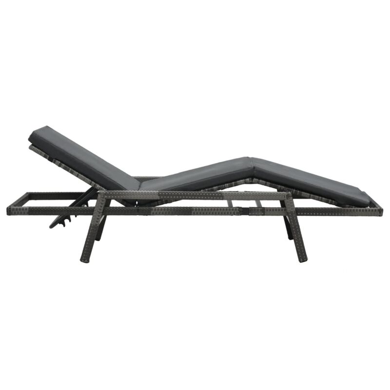 vidaXL Sun Lounger with Cushion Poly Rattan Gray