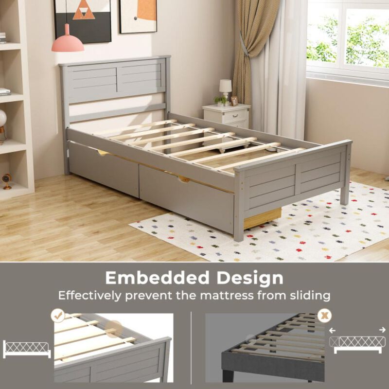 Hivvago Twin Size Bed Frame with Storage Drawers