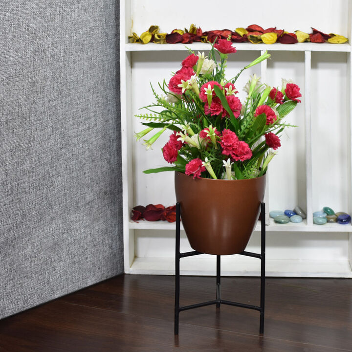 Handmade 100% Iron Round Modern Silver Coated Color 8.2 x 4.8 x 4.8 Inches Planters Pot 1002 BBH Homes