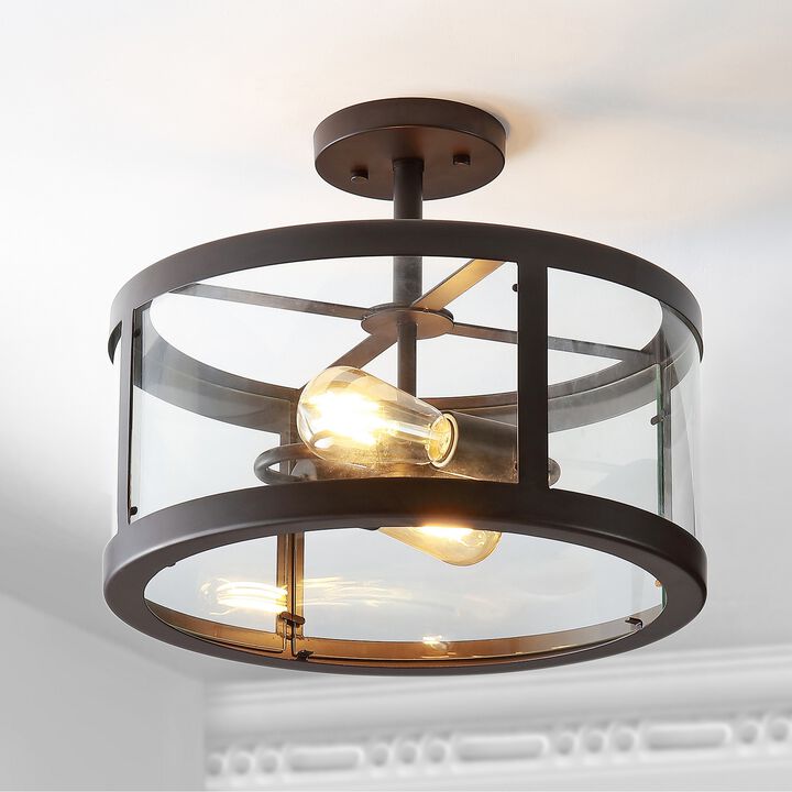 Herndon Iron/Glass Modern LED Flush Mount