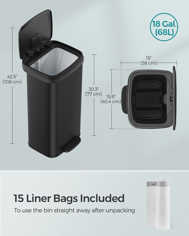 18-Gallon Stainless Steel Kitchen Trash Can