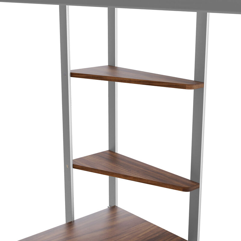 Merax Loft Bed Frame with 2 Built-in Ladders