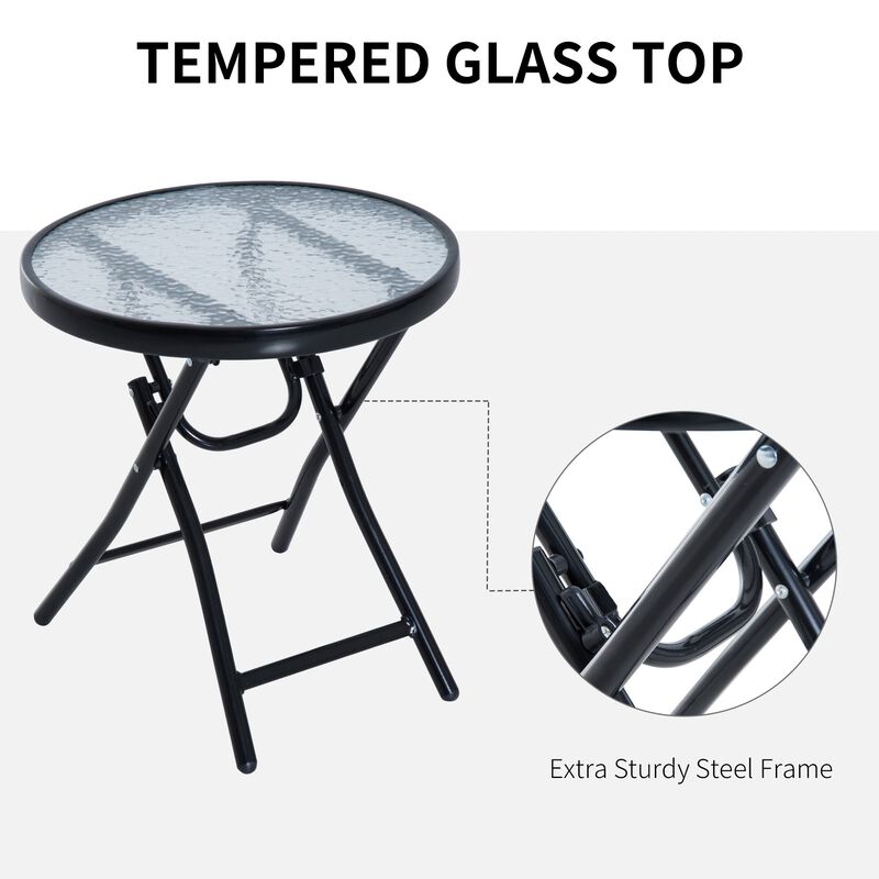 Cream Outdoor Ensemble: 3-Piece Folding Rocking Set with Glass Table