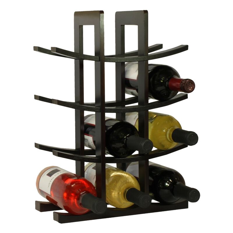 12 Bottle Wine Rack in Dark Espresso Finish Bamboo