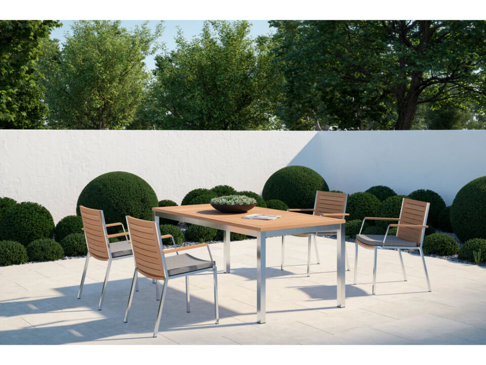 Monterey 4 Seater Dining Set with 72 in. Table - Aluminum and Teak