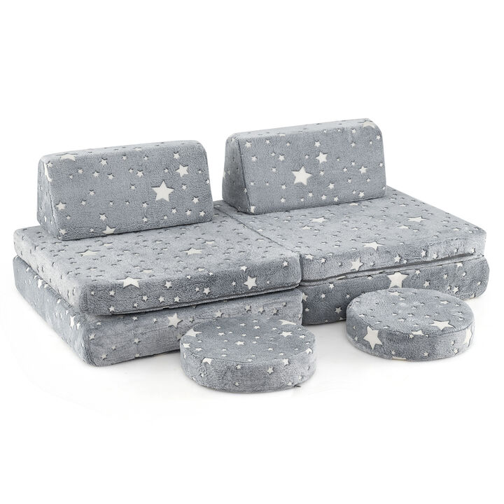 Modular Kids Play Couch Set Glow in the Dark with Portable Handles