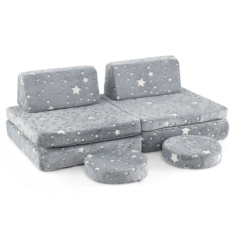 Modular Kids Play Couch Set Glow in the Dark with Portable Handles