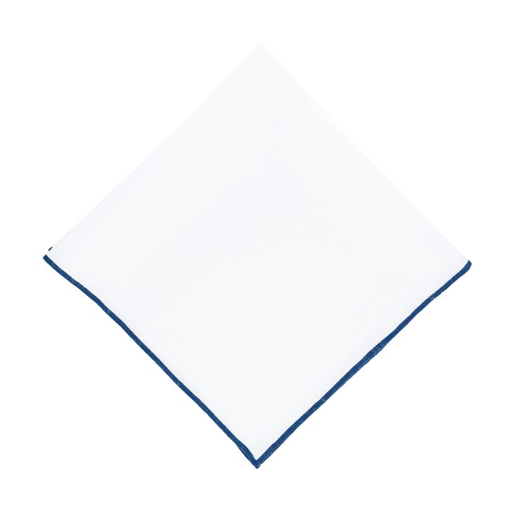 Linen Napkins With Navy Stitch Edges, Set of 4
