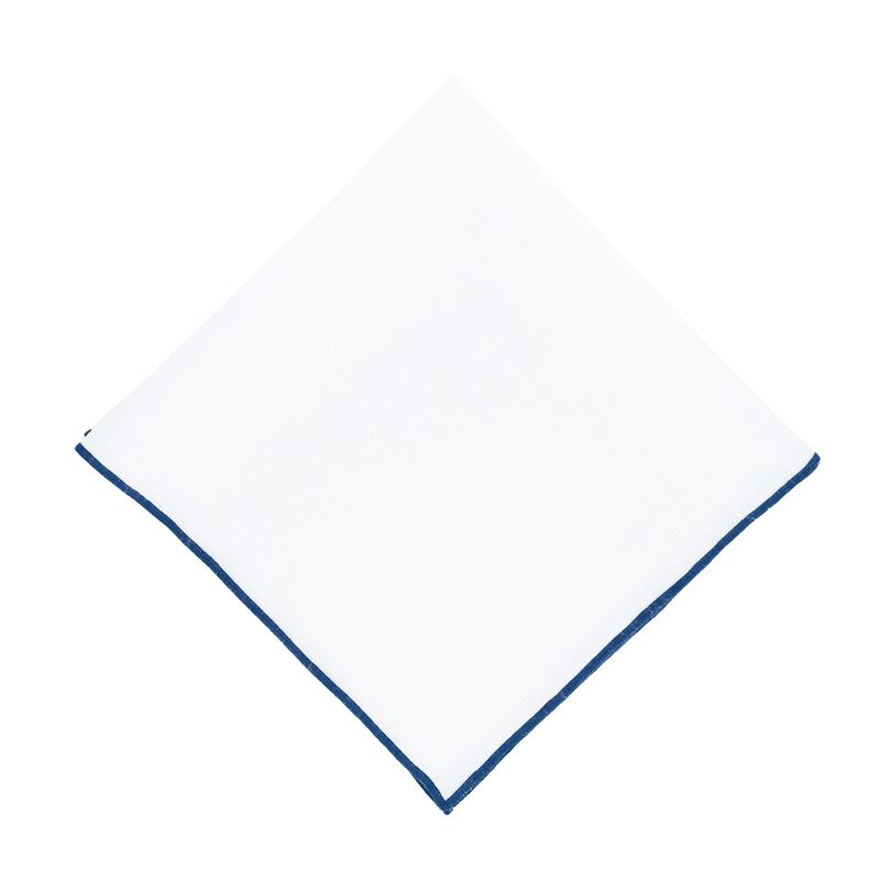 Linen Napkins With Navy Stitch Edges, Set of 4