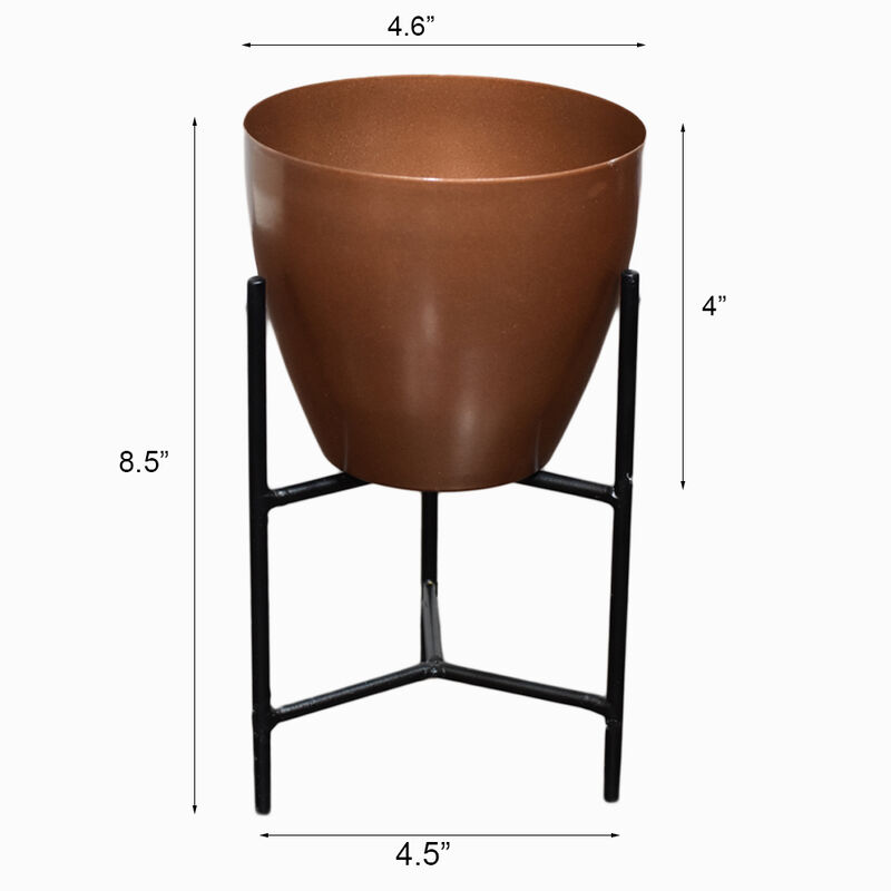 Handmade 100% Iron Round Modern Silver Coated Color 8.2 x 4.8 x 4.8 Inches Planters Pot 1002 BBH Homes