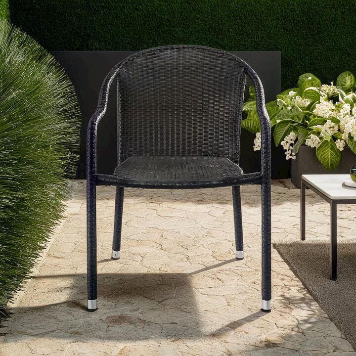 FurniFact Modern Stackable Outdoor Wicker Chair Set of 4
