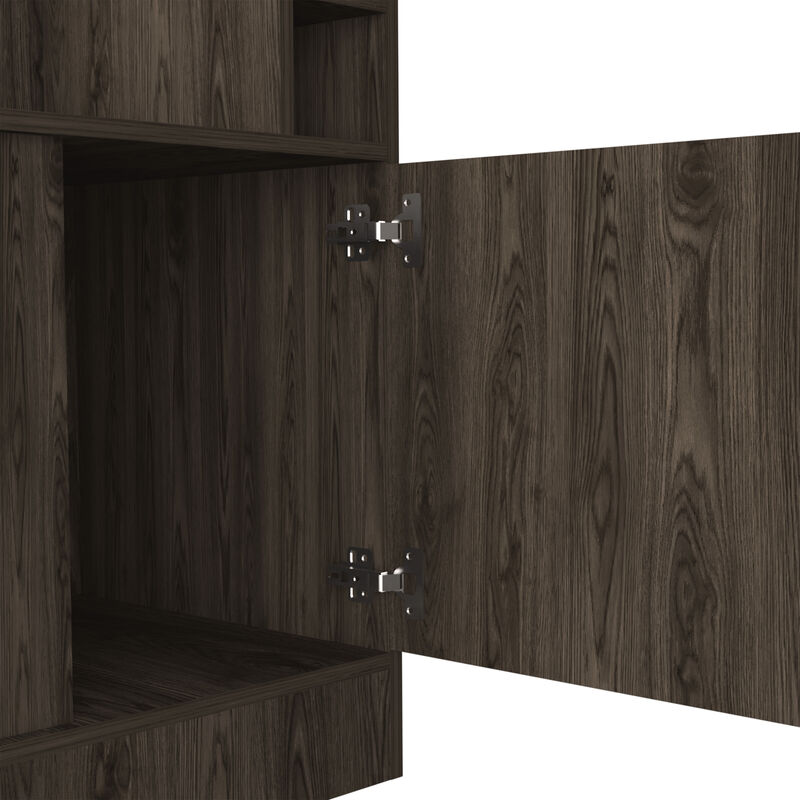 DEPOT E-SHOP Egina Corner Bar Cabinet, Two External Shelves, Dark Walnut