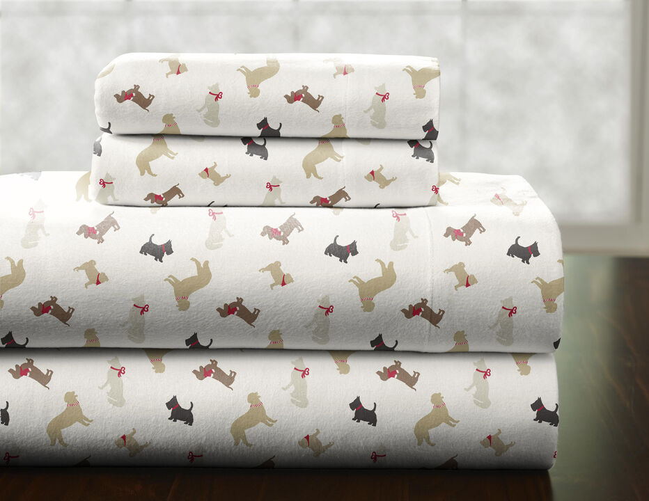 Pointehaven Heavy Weight 100% Cotton Sage Plaid Printed 170 GSM Flannel 4 pc Sheet Set, King