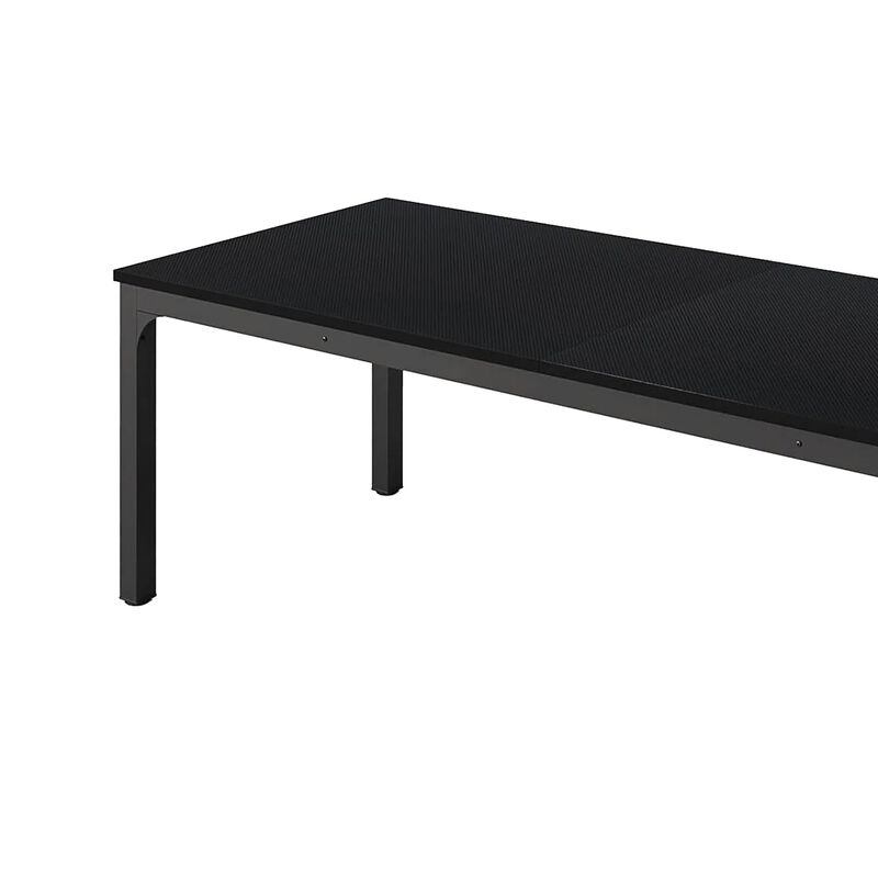 Lar Conference Table, 79 Inch Black Rectangular MDF Top, Metal Legs - Benzara