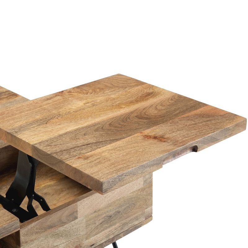 Simpli Home Hunter Solid Mango Wood Lift Top Square Coffee Table In Natural