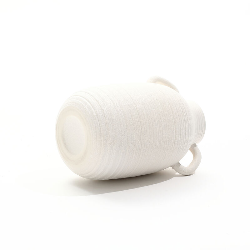 LuxenHome White Ceramic Jug 9.9-Inch Tall Round Vase