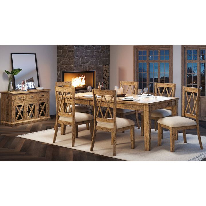 Jofran Telluride Rustic Farmhouse Solid Wood 78 Seven-Piece Dining Set