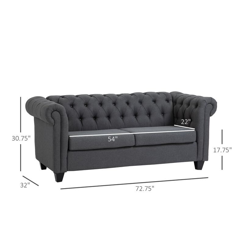 Grey Living Room Comfort: 73" Oversize Linen Fabric Loveseat