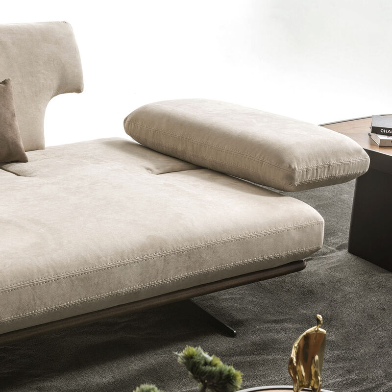 Pasargad Home Delano Beige Faux Suede Sofa with Sliding Backrest and Armrest