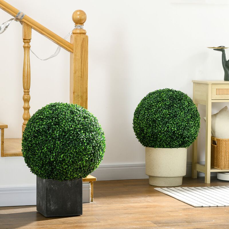 19.75" Artificial Boxwood Topiary: 2-Pack, Ball Shaped