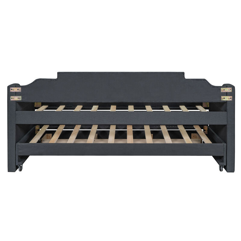 Merax Upholstered Daybed with Trundle and Drawers