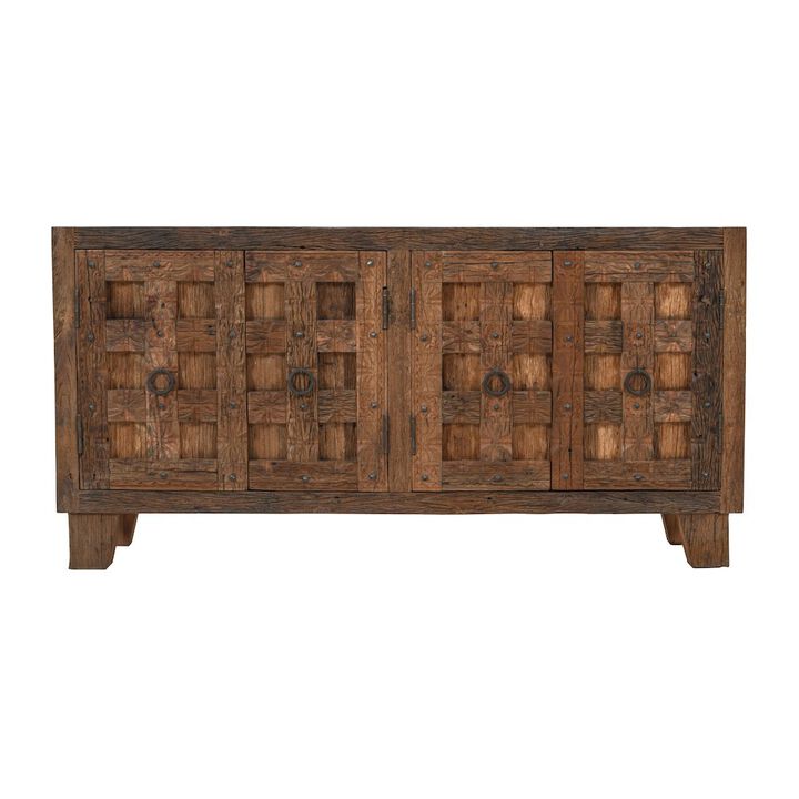 Jofran Colton 71 Reclaimed Solid Wood Four Door Accent Storage Cabinet Sideboard