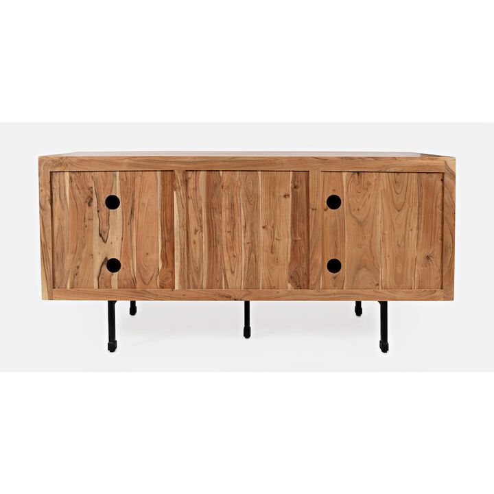 Jofran The Wave Three Door Solid Acacia Hardwood Accent Cabinet