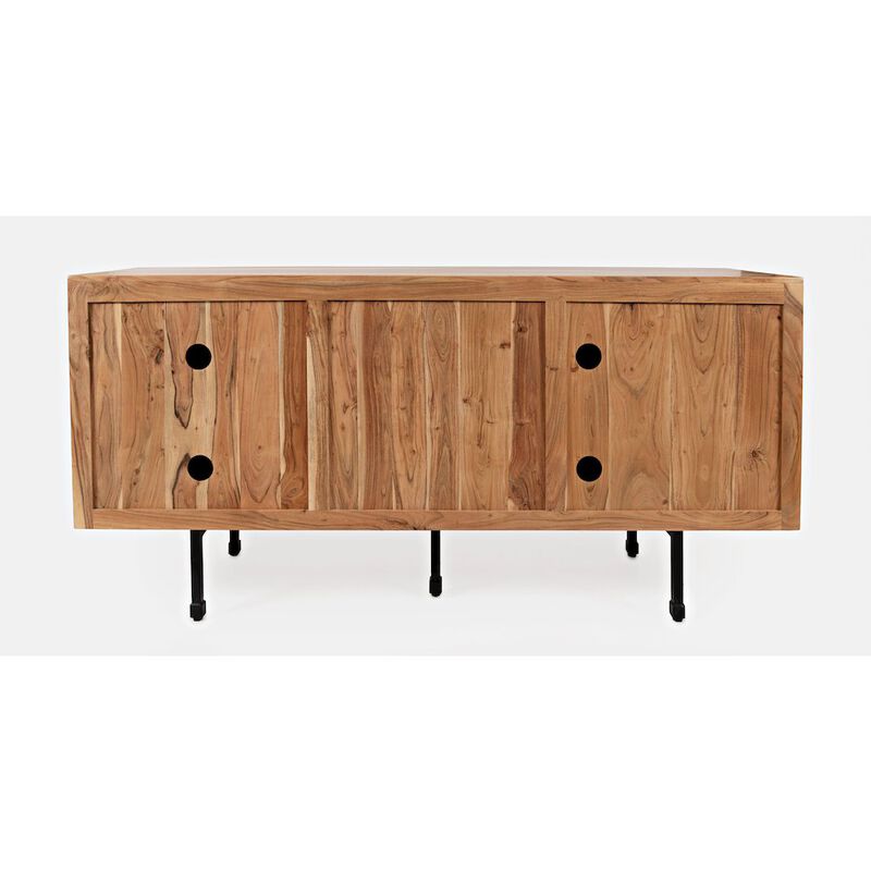 Jofran The Wave Three Door Solid Acacia Hardwood Accent Cabinet
